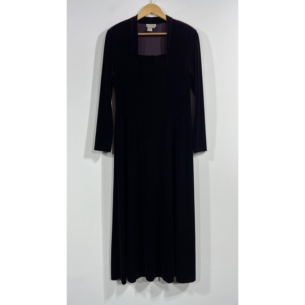 Coldwater Creek Purple Velvet Long Sleeve Maxi Dress‎ Medium Mature Whimsigoth